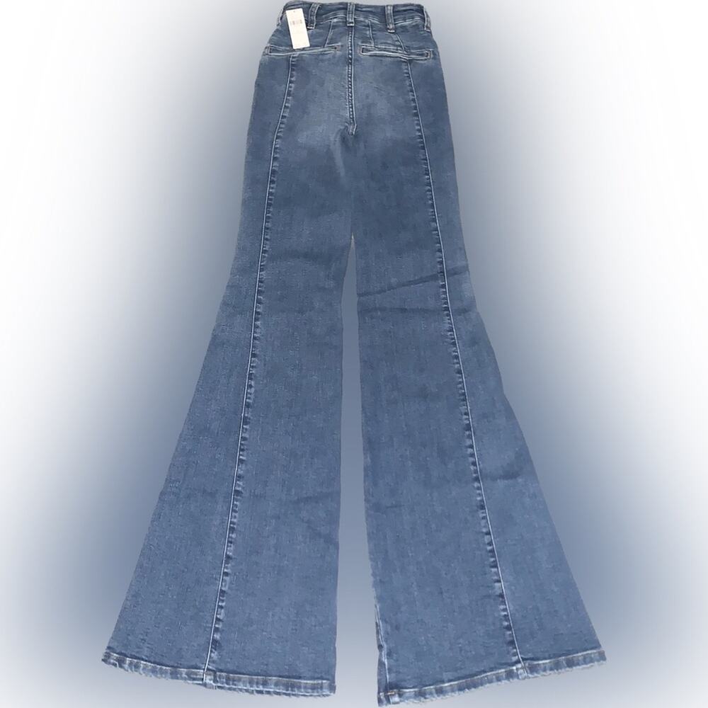 ANTHROPOLOGIE Pilcro Womens Blue Jeans, Size 23 Tall, Fluted High-Rise Flare - Picture 13 of 14